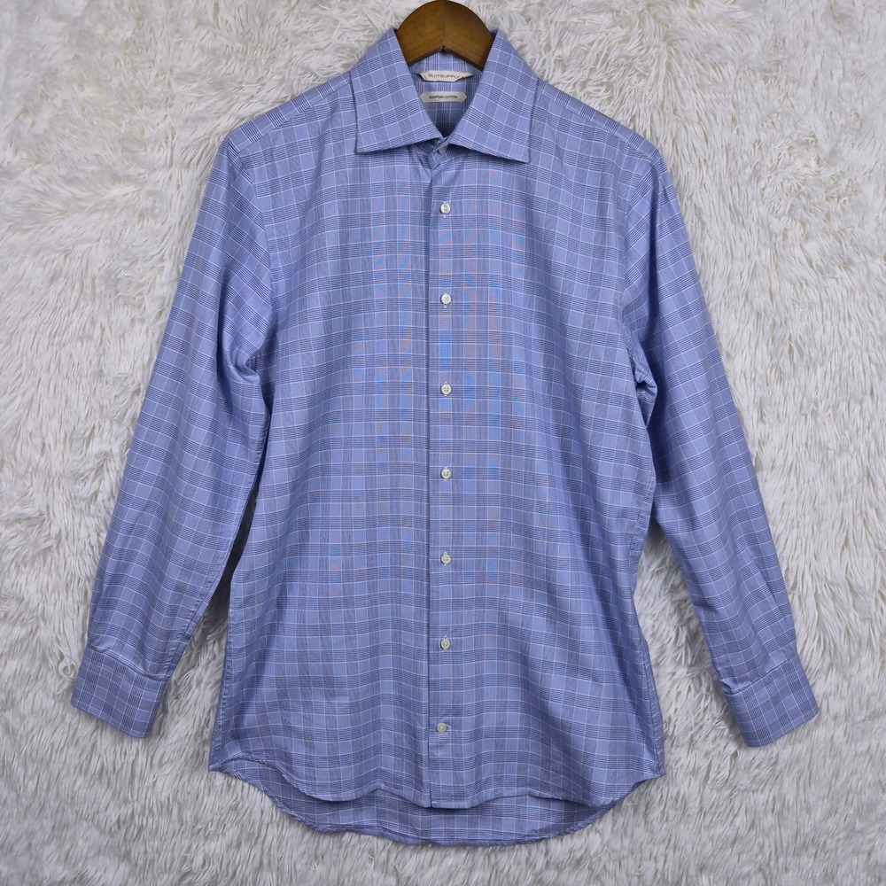 Suitsupply Mens Blue Glen Plaid Egyptian Cotton Extra Slim Fit Shirt 15.75-40